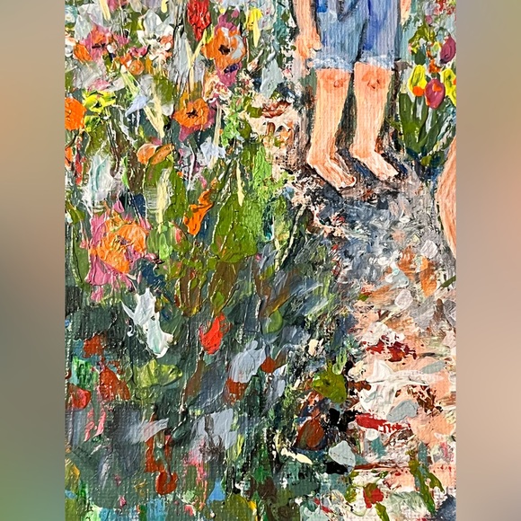 Original acrylic painting of girls and poppies 8x10 - Picture 7 of 8